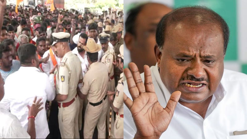 h.d.kumaraswamy Maddur Stone Pelting