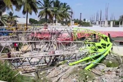 Crane Falls Injured 5 in Bengaluru Medahalli