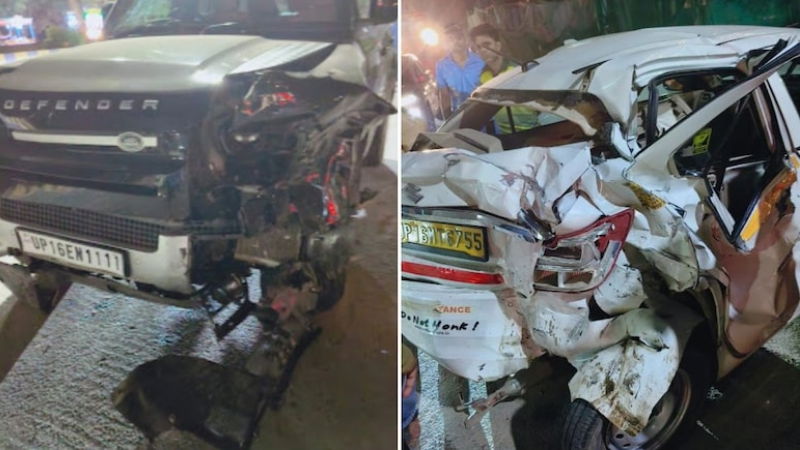 Land Rover Defender Accident Noida