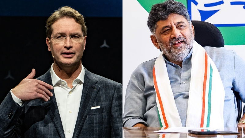 ಬೆಂಗಳೂರನ್ನು ಟೀಕಿಸಿದವರಿಗೆ ಮರ್ಸಿಡಿಸ್ ಬೆಂಜ್ ಸಿಇಒ ಮೆಚ್ಚುಗೆಯ ವಿಡಿಯೋ ಅಪ್ಲೋಡ್ ಮಾಡಿ ತಿವಿದ ಡಿಕೆಶಿ 1 Mercedes Benz CEO Ola Kallenius and DK Shivakumar