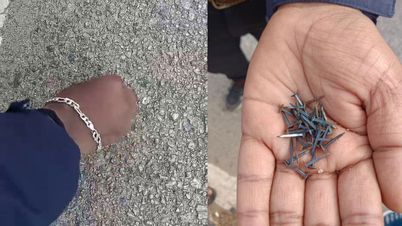 Puncture Mafia In Bengaluru Nails Found On Roads Goraguntepalya nagasandra