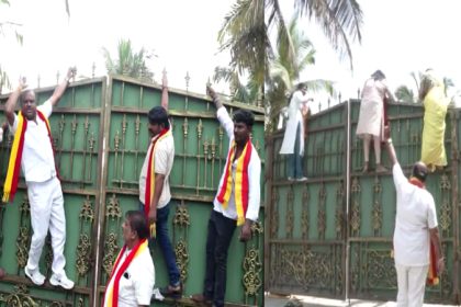 Ramanagara Jollywood Pro Kannada Organization Protest