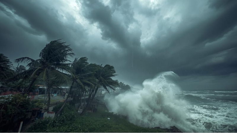 cyclone montha rain weather Coast beach