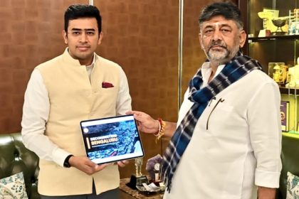 ಬೆಂಗಳೂರು ಟನಲ್ ರಸ್ತೆ ವಿವಾದ; ಡಿಕೆಶಿ ಭೇಟಿಯಾದ ತೇಜಸ್ವಿ ಸೂರ್ಯ 17 d.k.shivakumar tejasvi surya