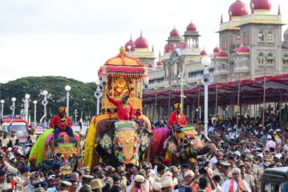 mysuru dasara 2025 jambusavari golden ambari abhimanyu photos