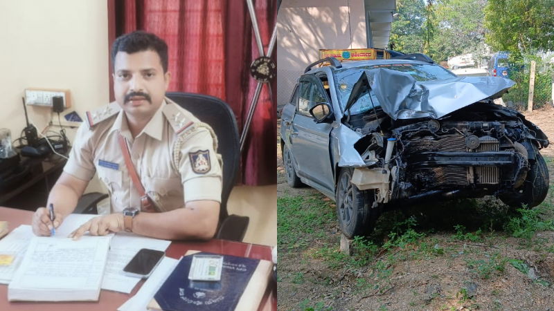 Five injured including Gabbur police station PSI after car hits tree In Raichur